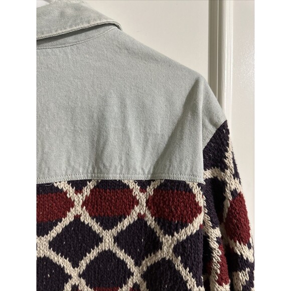 Free People XS/S Lakeside Denim Jacket We The Free Knit - Picture 9 of 15